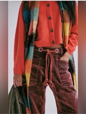 We The Free Flocked Moxie Low Slung Barrel Jeans